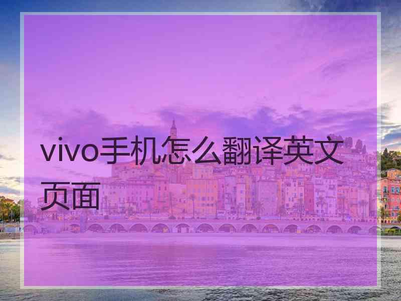 vivo手机怎么翻译英文页面