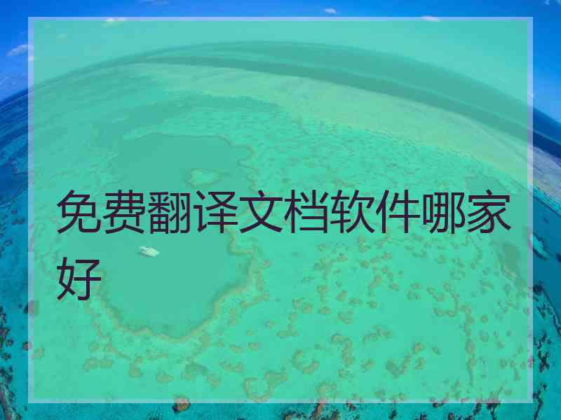 免费翻译文档软件哪家好