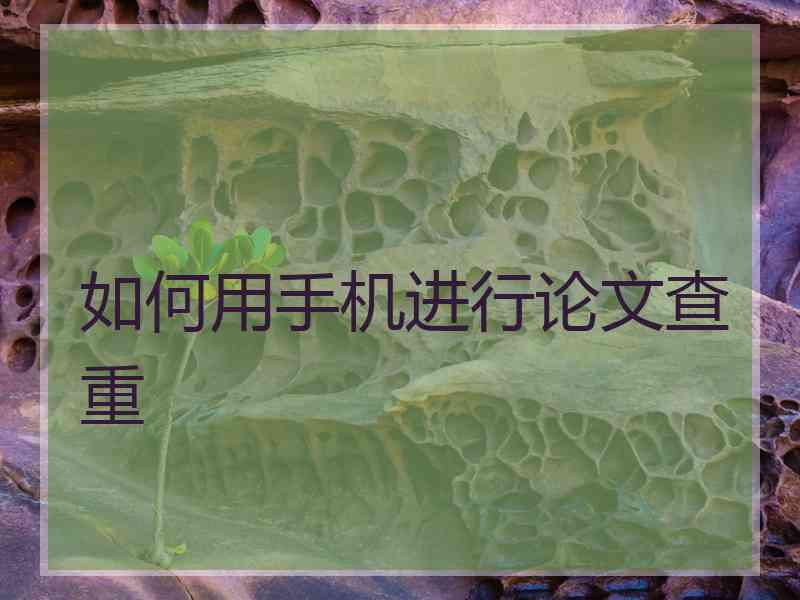 如何用手机进行论文查重