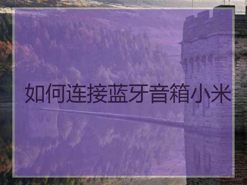如何连接蓝牙音箱小米
