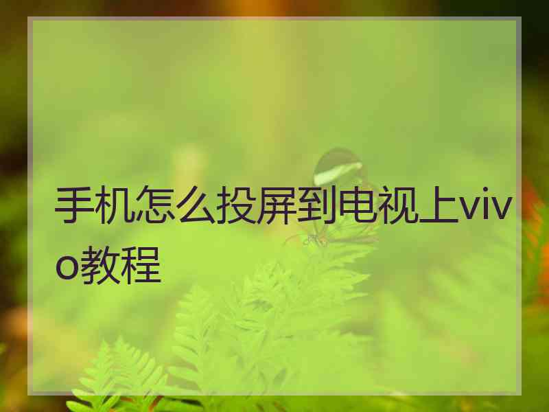 手机怎么投屏到电视上vivo教程