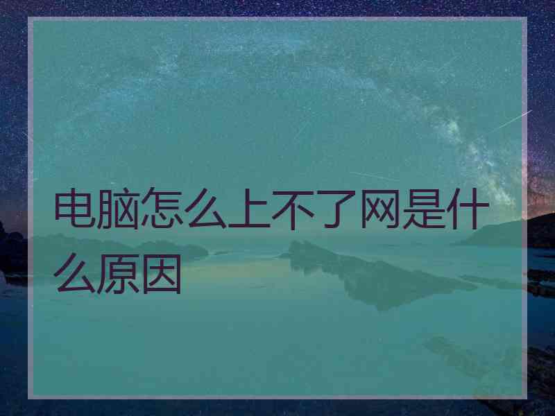 电脑怎么上不了网是什么原因